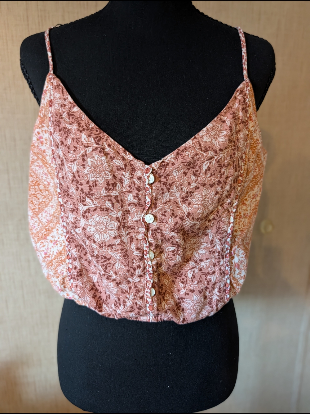 American Eagle Outfitters Dusty Pink Floral Button Cami